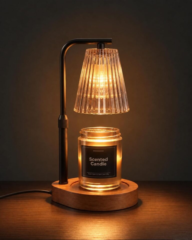 Candle Warmer Lamp with Timer & Dimmer for Yankee Candles, Adjustable Height Candle Warmer for Jar Candles, Wax Melt Lamp for Cozy Home Decor & Gifts,Glass, 2 Bulbs